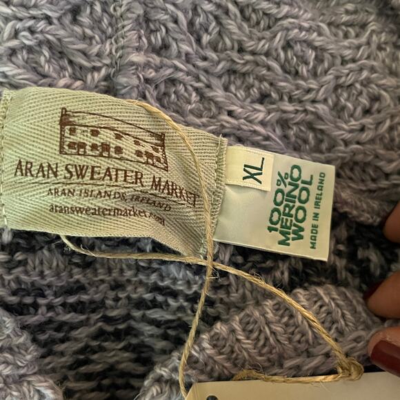 Aran Sweater Market Women's Fairisle Merino Wool Knit Hoodie Gray XL NWT - Picture 5 of 8